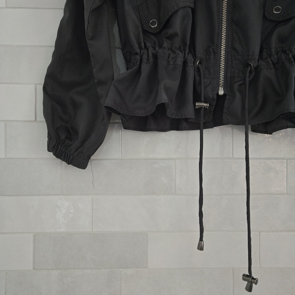 Free People Ripstop Parachute Jacker Gray Nylon Zip-Up Size XS Extra Small - Picture 3 of 7